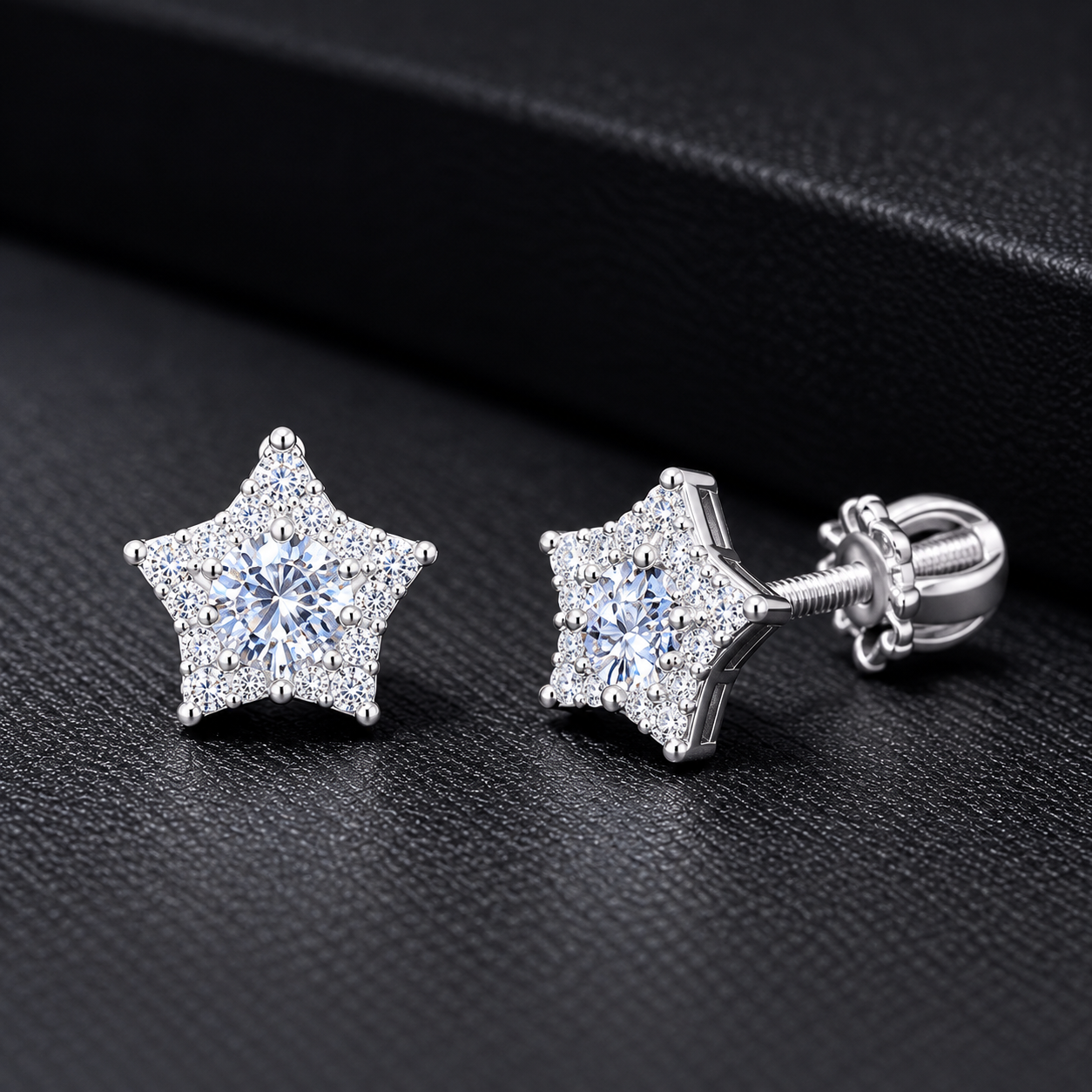 Bông Tai Bạc Nam Ngôi Sao Đính Đá Trắng – Star Diamond 4Li/5Li - Ảnh 5