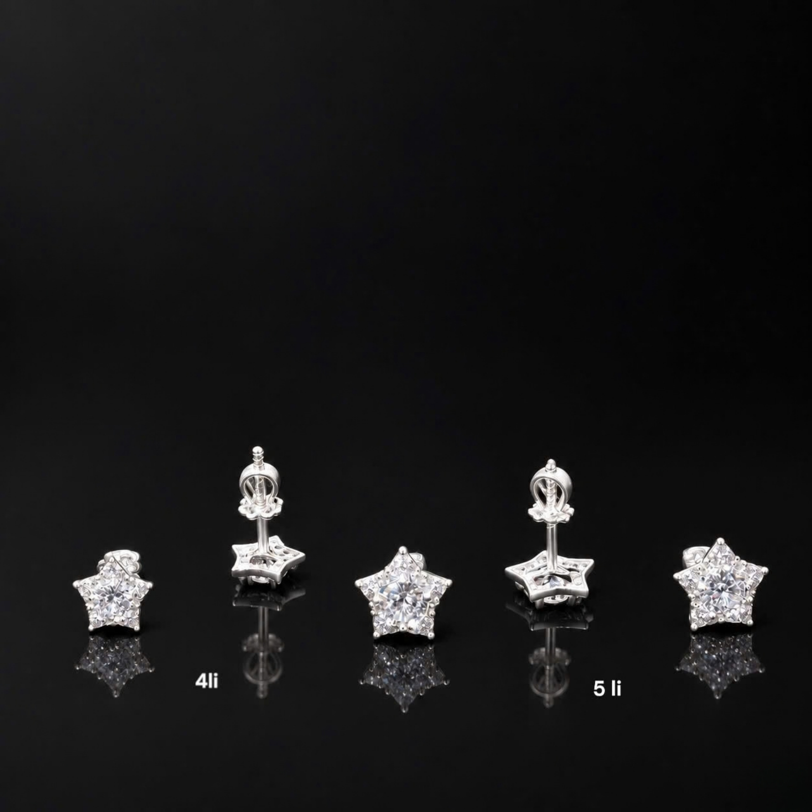 Bông Tai Bạc Nam Ngôi Sao Đính Đá Trắng – Star Diamond 4Li/5Li - Ảnh 7