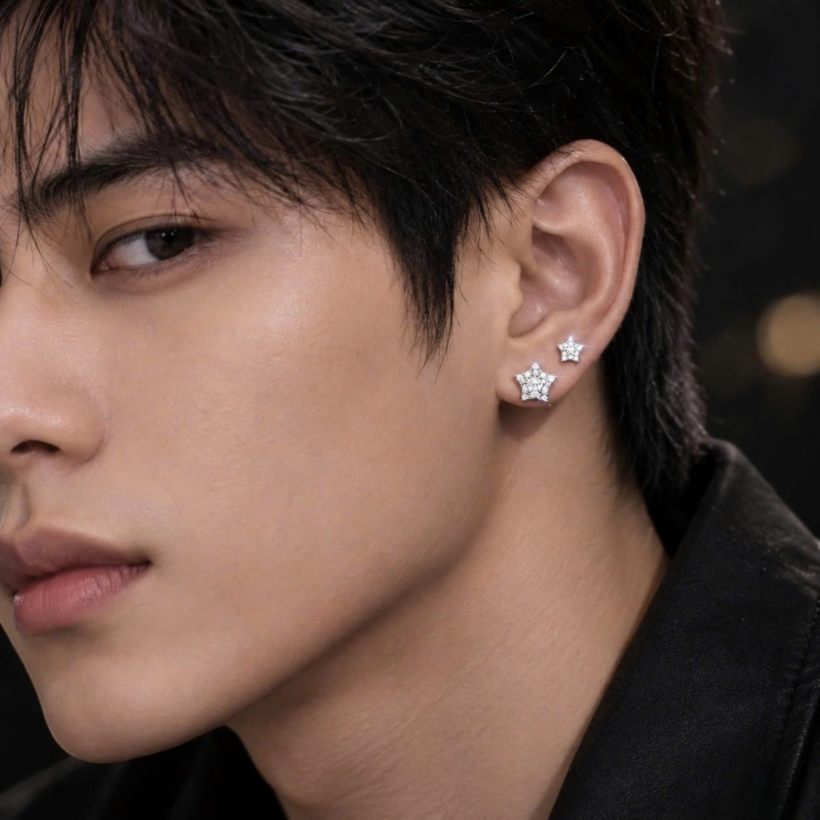Bông Tai Bạc Nam Ngôi Sao Đính Đá Trắng – Star Diamond 4Li/5Li - Ảnh 8