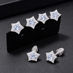Bông Tai Bạc Nam Ngôi Sao Đính Đá Trắng – Star Diamond 4Li/5Li