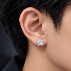 Alternative view of Bông Tai Bạc Nam Ngôi Sao Đính Đá Trắng – Star Diamond 4Li/5Li