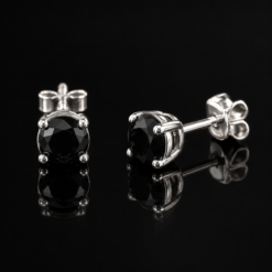 Bông Tai Bạc Nam Đính Đá Đen Black Diamond 6Li – Lịch Lãm & Nam Tính