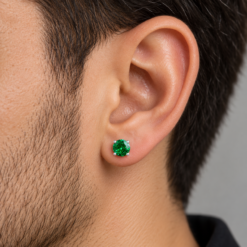 Alternative view of Bông tai nam đính Moissanite xanh 6mm - 5mm  – Green Diamond 5Li/6Li