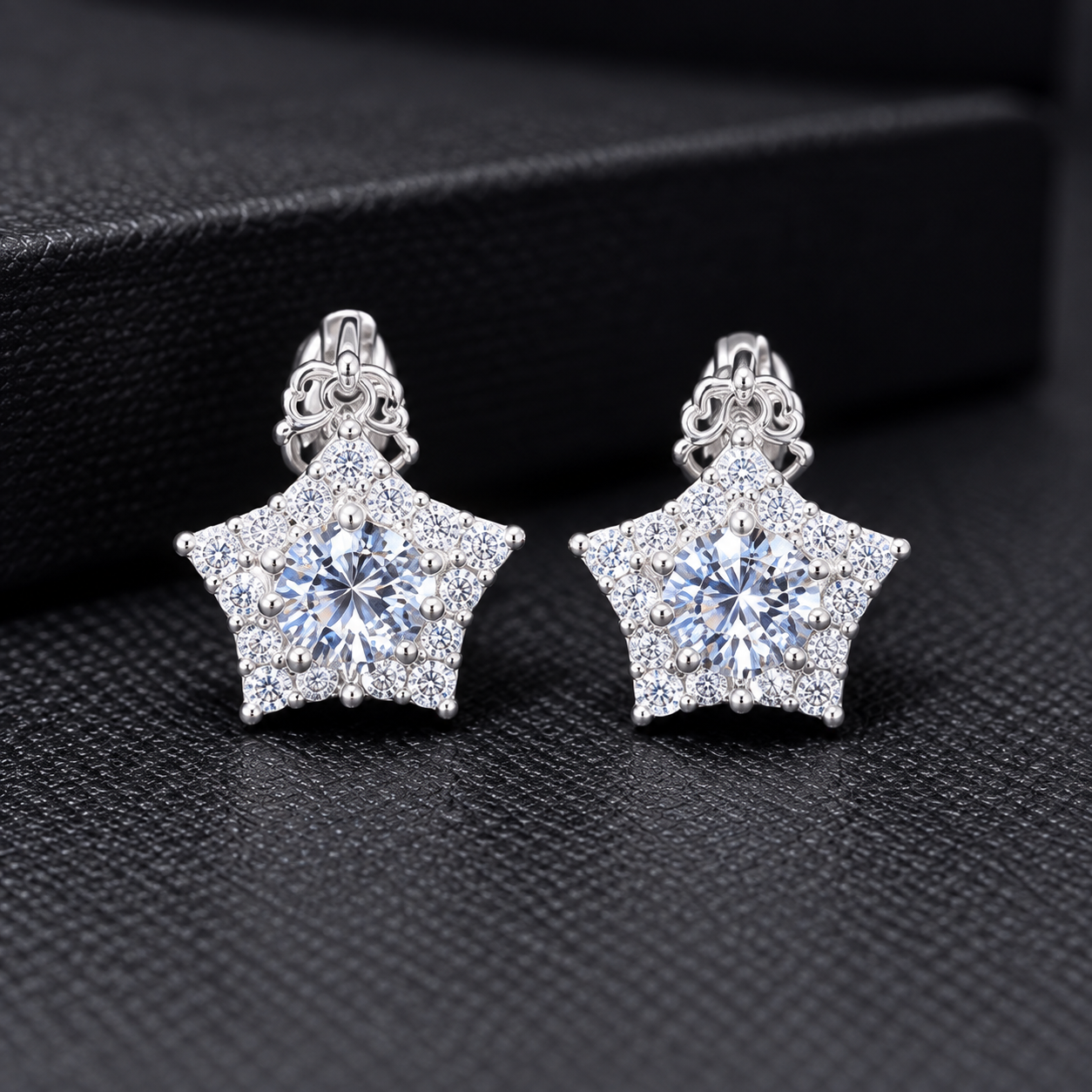 Bông Tai Bạc Nam Ngôi Sao Đính Đá Trắng – Star Diamond 4Li/5Li - Ảnh 4