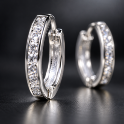 Bông Tai Bạc Nam Khoen Đá Chạy Viền – Diamond Line