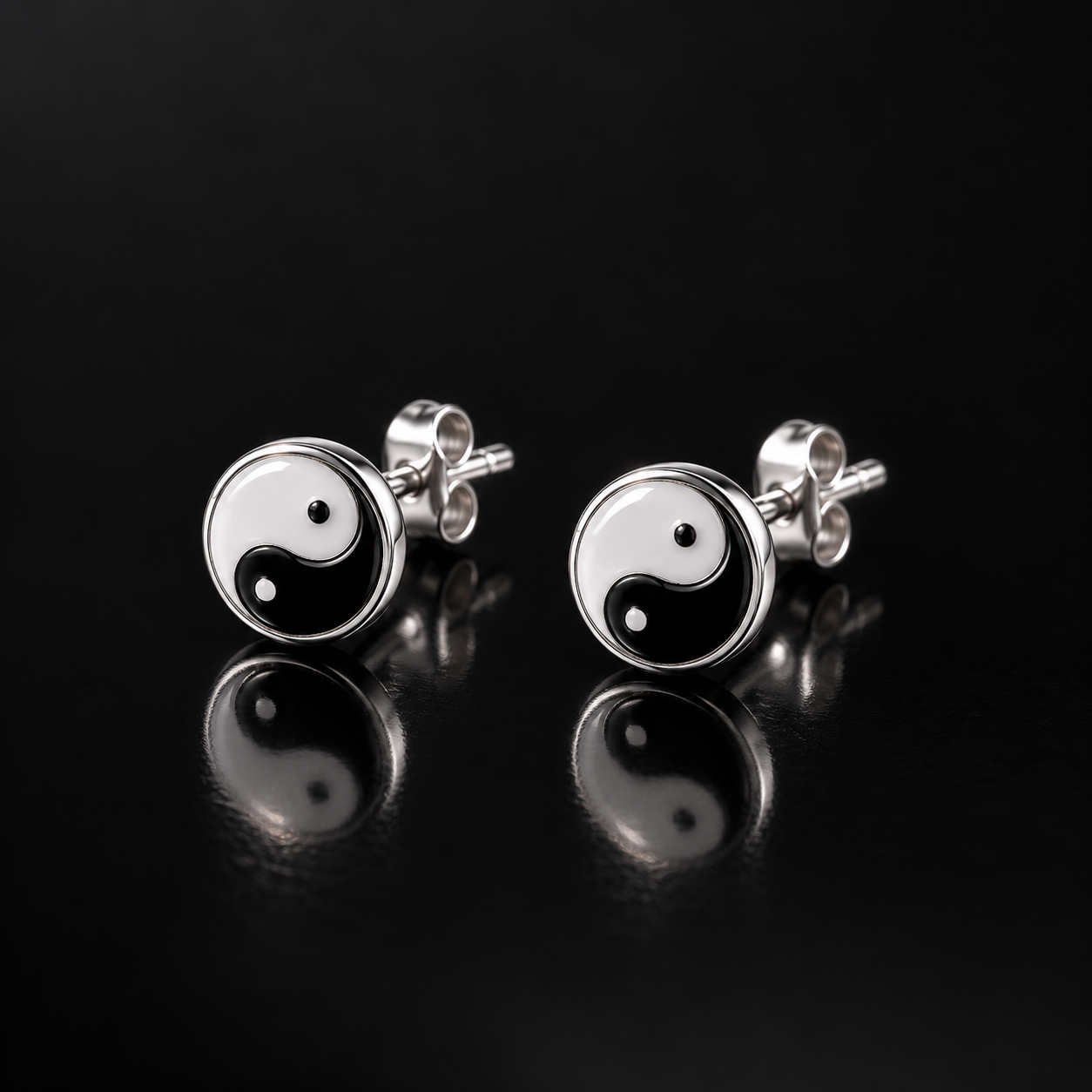 Bông Tai Bạc Nam Thái Cực Âm Dương – Yin Yang