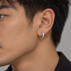 Alternative view of Bông Tai Bạc Nam Khoen Xoắn – Silver Twist