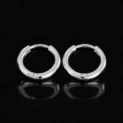 Bông Tai Bạc Nam Khoen Tròn Trơn 1.7cm – Classic Hoop